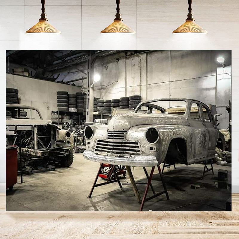 Auto Repair Shop Background - Sfondo per Studio Fotografico con Luci